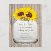 Mason potje zonnebloem de datum opslaan sunflwr6 aankondigingskaart (Voorkant)
