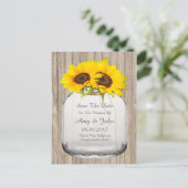 Mason potje zonnebloem de datum opslaan sunflwr6 aankondigingskaart (Staand voorkant)