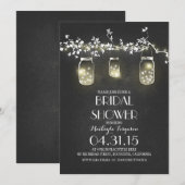 Mason potten en verlichting krijtbord vrijgezellen kaart (Voorkant / Achterkant)