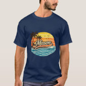 Mason Retro Zonsondergang Naam Design T-shirt (Voorkant)