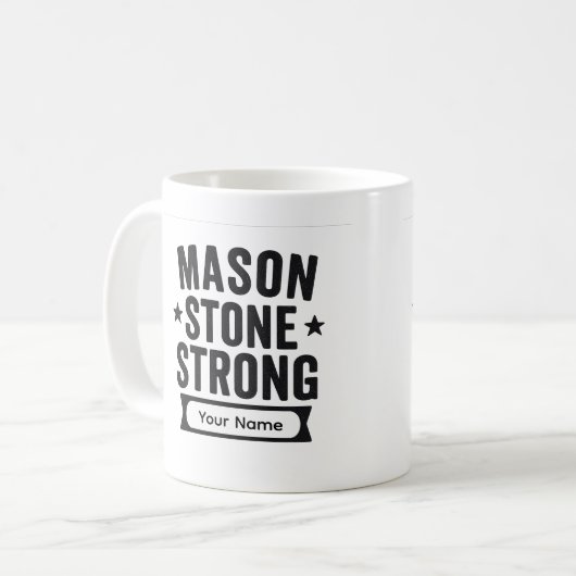 Mason Stone Strong Custom Name Mug Koffiemok (Voorkant links)