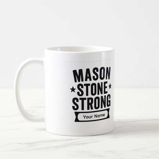Mason Stone Strong Op Maat Gemaakte Naam Mok (Links)