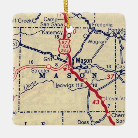Mason TX  Map Keramisch Ornament (Voorkant)