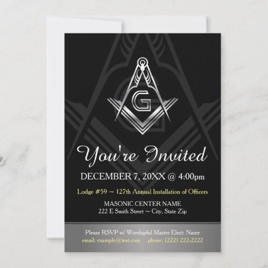 Masonic Annual Installation of Officers Invitation Kaart (Voorkant)
