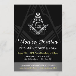 Masonic Annual Installation of Officers Invitation Kaart