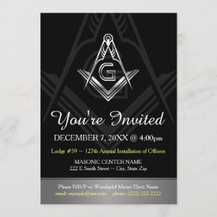 Masonic Annual Installation of Officers Invitation Kaart