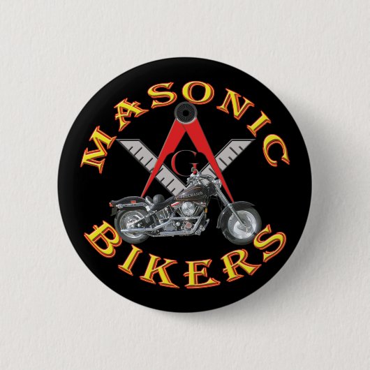Masonic Bikers Ronde Button 5,7 Cm (Voorkant)