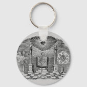 Masonic Blockcut graving 19th Century Sleutelhanger (Voorkant)