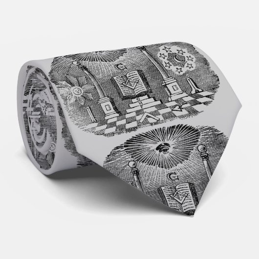 Masonic Blockcut graving 19th Century Stropdas (Opgerold)