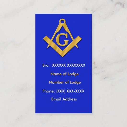Masonic Business Blue en Gold Visitekaartje (Voorkant)