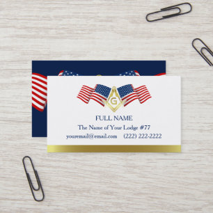 Masonic Business Card-sjabloon   Amerikaanse vlag Visitekaartje