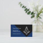 Masonic Business Card-sjabloon | Blauw en zilver Contactkaartje (Staand voorkant)
