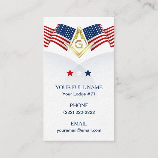 Masonic Business Card Template voor Veteranen Visitekaartje (Voorkant)
