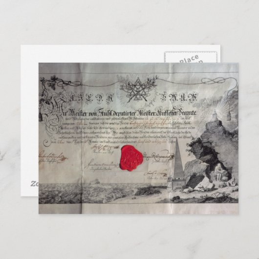 Masonic certificate, 1785 briefkaart (Voorkant / Achterkant)