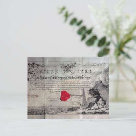 Masonic certificate, 1785 briefkaart (Staand voorkant)