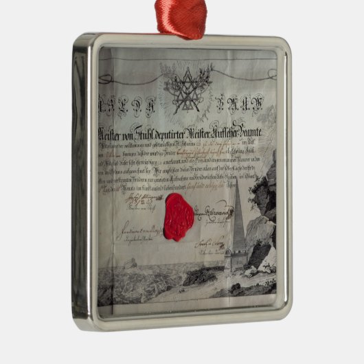 Masonic certificate, 1785 metalen ornament (Rechts)