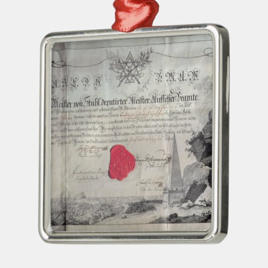 Masonic certificate, 1785 metalen ornament (Links)
