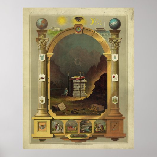 Masonic Chart Freemason Freemasonry Poster (Voorkant)