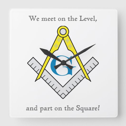 Masonic Clock Vierkante Klok (Voorkant)