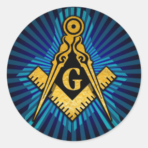 Masonic Compass and Square Ronde Sticker