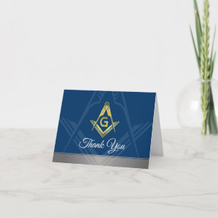 Masonic Dankuwel   Navy Blue Gold Freemason Bedankkaart
