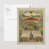 Masonic Diploma Freemason Freemasonry 1891 Briefkaart (Voorkant / Achterkant)
