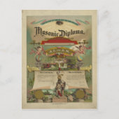 Masonic Diploma Freemason Freemasonry 1891 Briefkaart (Voorkant)
