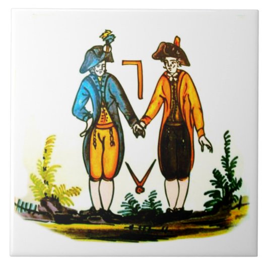 Masonic Dutch Blue Tile 18th Century Tegeltje (Voorkant)