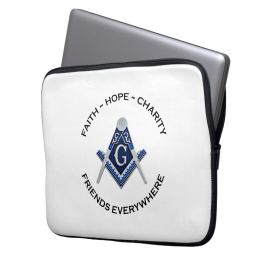 Masonic Electronics Bag Blue Clean Laptop Sleeve (Voorkant Links)
