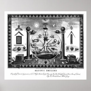Masonic Emblems Chart from 1874 Poster