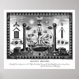 Masonic Emblems Chart from 1874 Poster