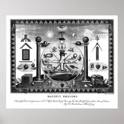 Masonic Emblems Chart from 1874 Poster (Voorkant)