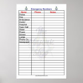 Masonic Emergency Phone Numbers Poster (Voorkant)