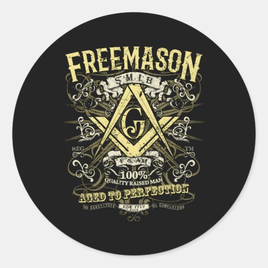 Masonic Est 1717 noodlijdend Ronde Sticker (Voorkant)