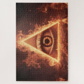 Masonic Eye Pyramid Illuminati in vuursymbool Legpuzzel (Verticaal)