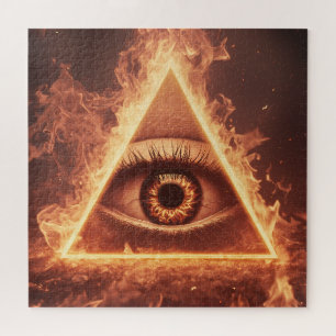 Masonic Eye Pyramid Illuminati in vuursymbool Legpuzzel