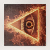 Masonic Eye Pyramid Illuminati in vuursymbool Legpuzzel (Verticaal)
