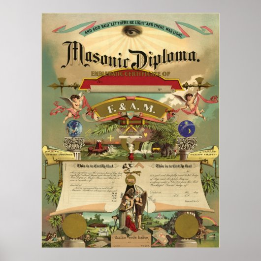 Masonic F&AM Diploma Poster (Voorkant)