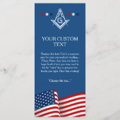 Masonic Flag Ceremony Card, Amerikaans freemason Programmakaart (Achterkant)