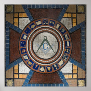 Masonic Floor Tiled Mosaic Poster