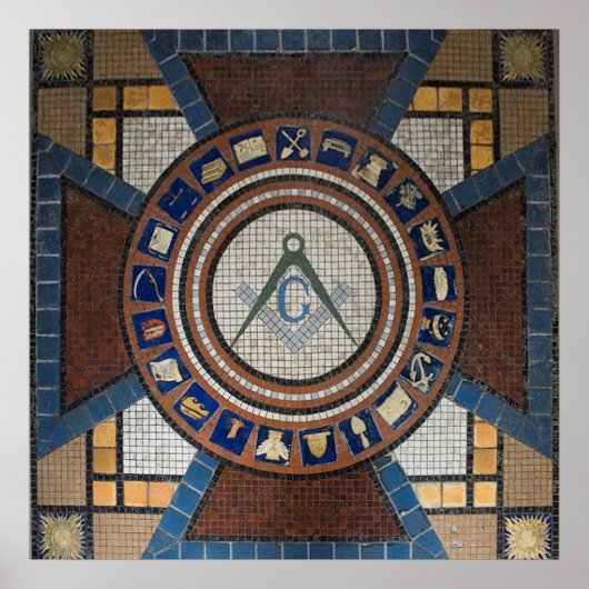 Masonic Floor Tiled Mosaic Poster (Voorkant)