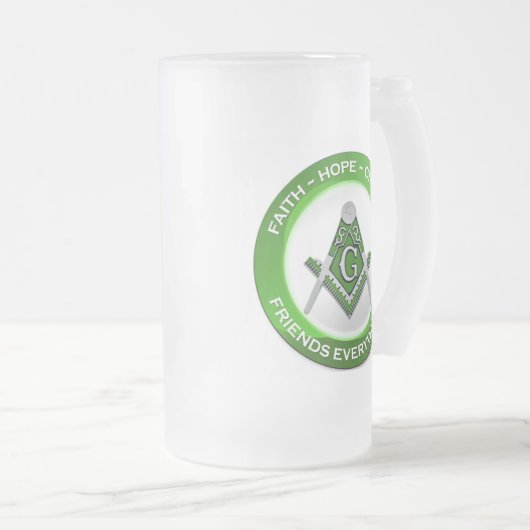 Masonic Frosted Mug Matglas Bierpul (Voorkant rechts)