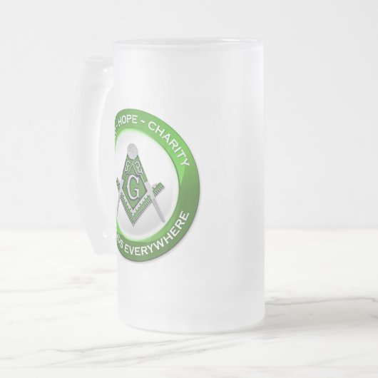 Masonic Frosted Mug Matglas Bierpul (Voorkant links)