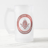 Masonic Frosted Mug Red Matglas Bierpul (Links)