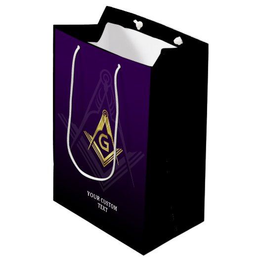 Masonic Gift Bags | Grand Lodge | Paars en goud Medium Cadeauzakje (Voorkant Gekanteld)