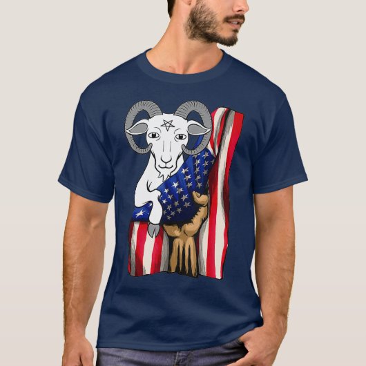 Masonic Goat Freemason Demonic Goat Flag Mannen T-shirt (Voorkant)