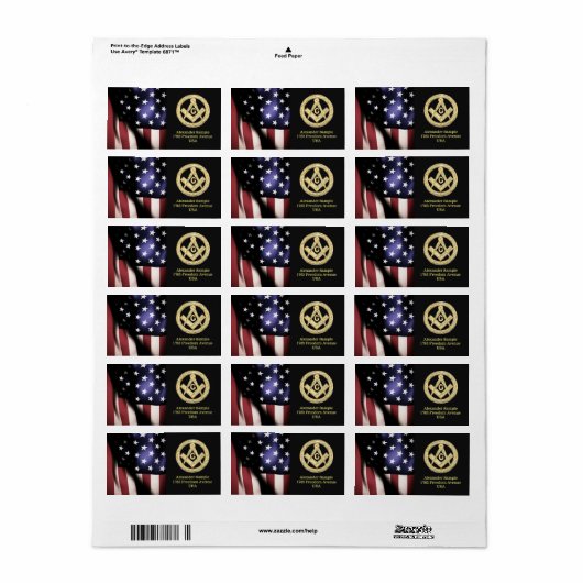 Masonic Golden Rush Etiket (Full Sheet)