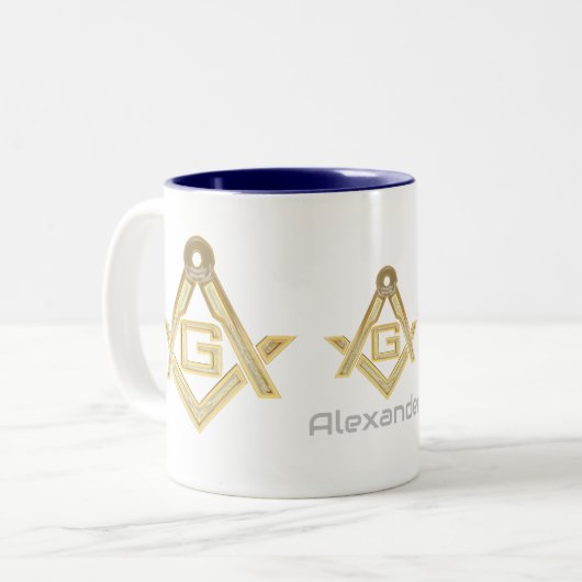 Masonic Golden Rush Tweekleurige Koffiemok (Voorkant links)