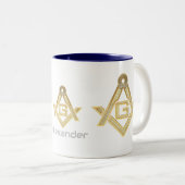 Masonic Golden Rush Tweekleurige Koffiemok (Voorkant rechts)