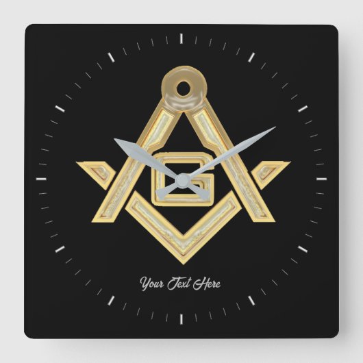 Masonic Golden Rush Vierkante Klok (Voorkant)